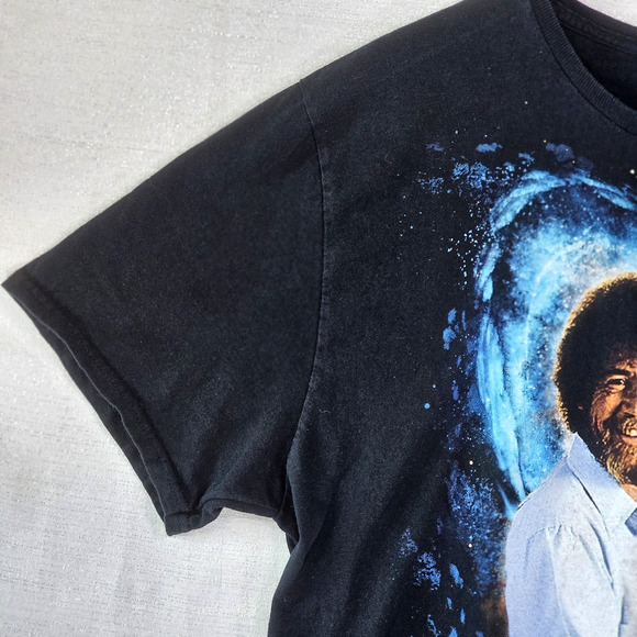 Bob Ross Shirt Sz XL Short Sleeve Crew Neck Black Universe Painting 100% Cotton - Picture 3 of 5